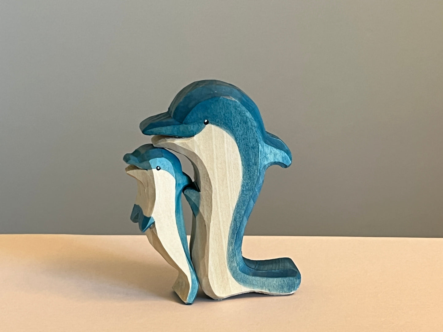 Carved Wooden Dolphin Figurines