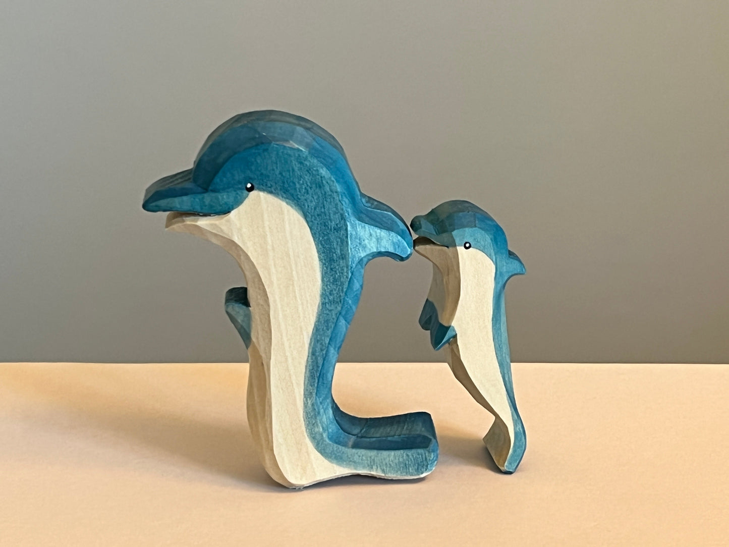 Carved Wooden Dolphin Figurines
