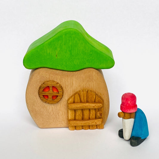Wooden House with Gnome - Chickadees Wooden Toys