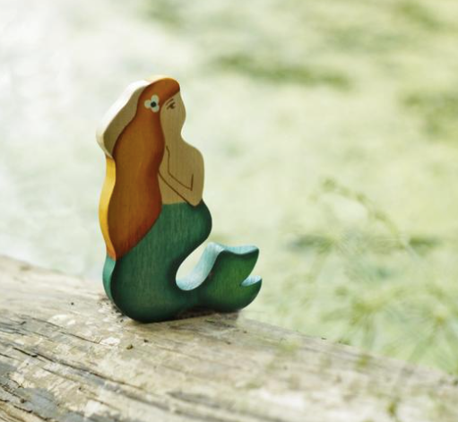 Wooden Mermaid Figure