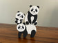 Wooden Panda Figurines Set of 3