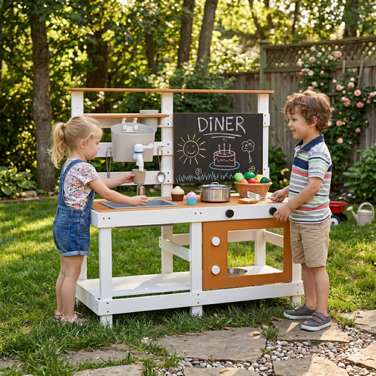 Avenlur Woodland Mud Kitchen – Montessori Outdoor Wooden Play Kitchen