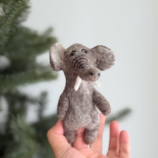 Wool Felt Elephant Finger Puppet - Chickadees Wooden Toys