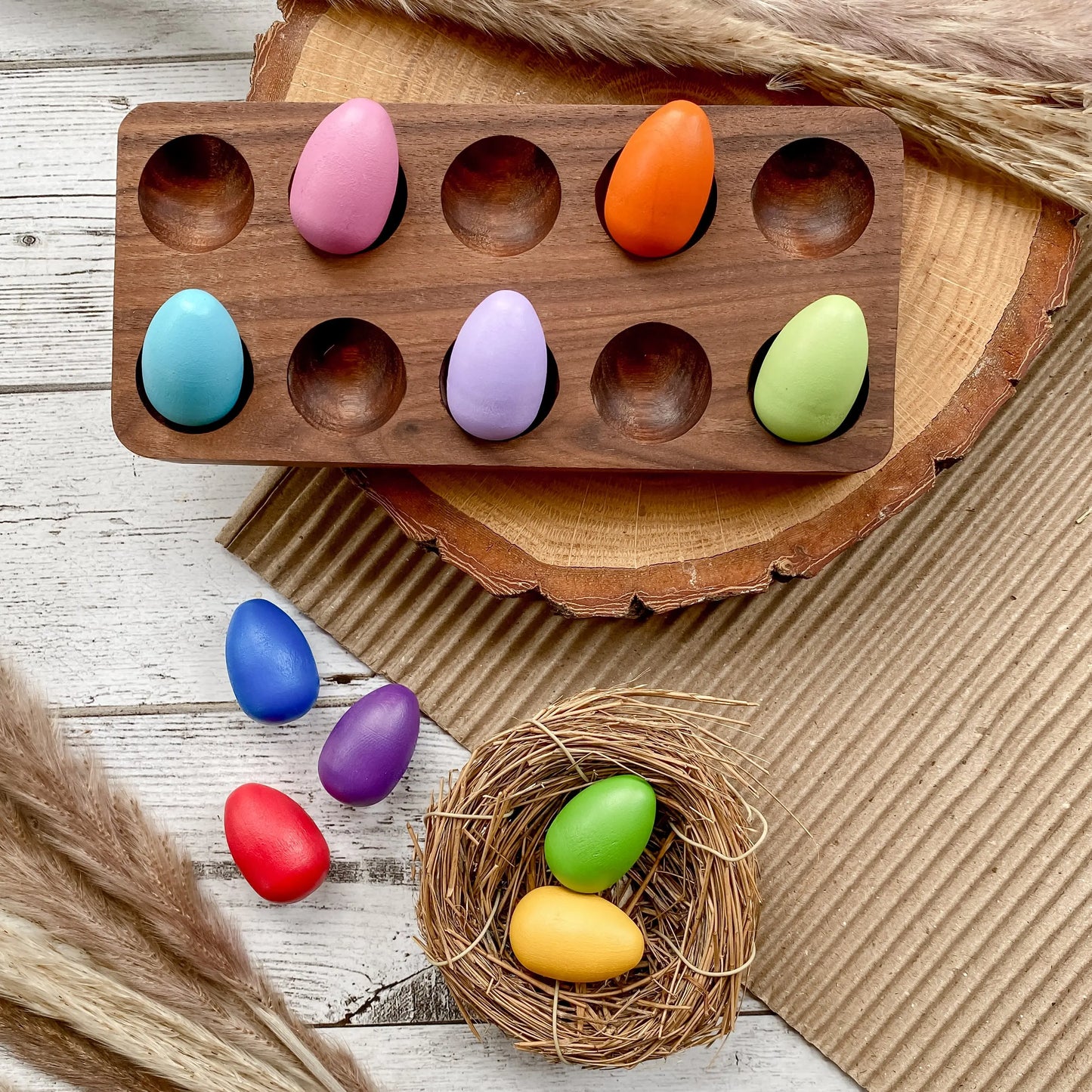 10 Mini Rainbow Eggs - Chickadees Wooden Toys