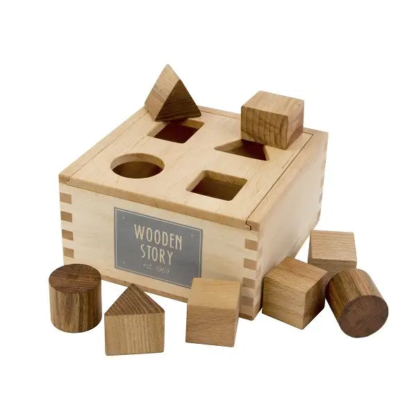 Wooden Shape Sorting Box - Natural - Chickadees Wooden Toys