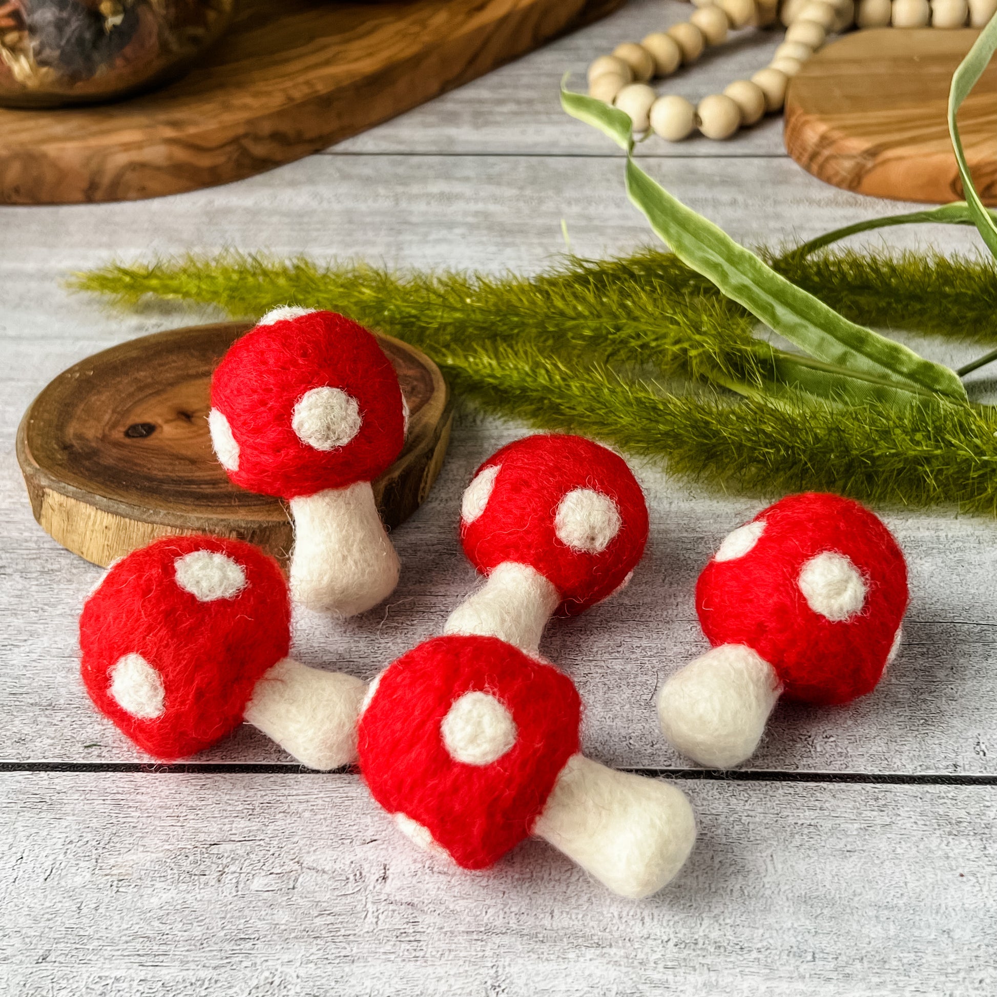 Felted Wool Mushsrooms - Chickadees Wooden Toys