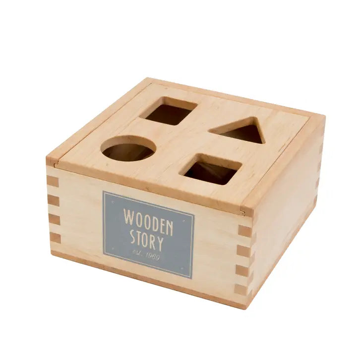 Wooden Shape Sorting Box - Natural - Chickadees Wooden Toys