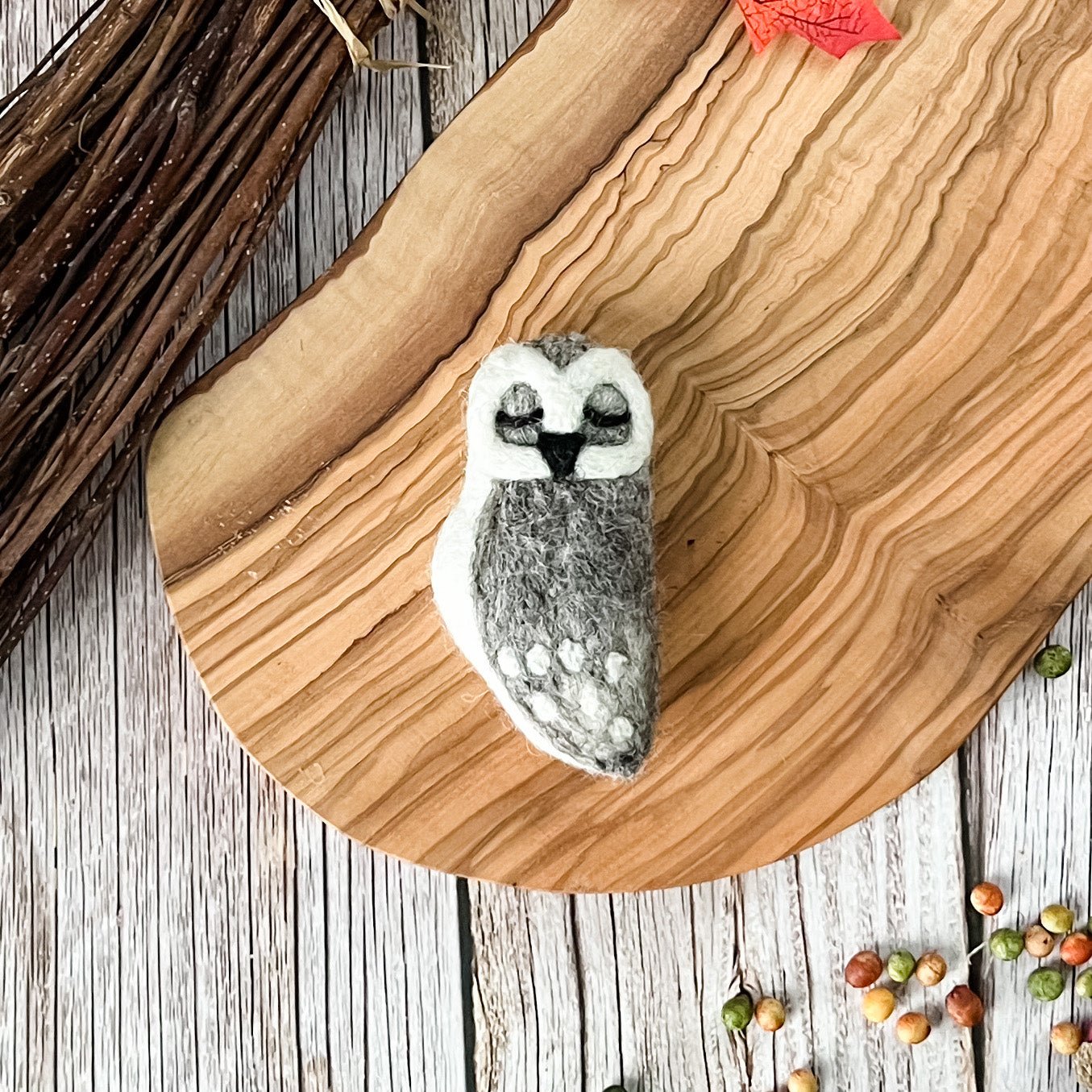 Grey Owl Felt Friend - Chickadees Wooden Toys