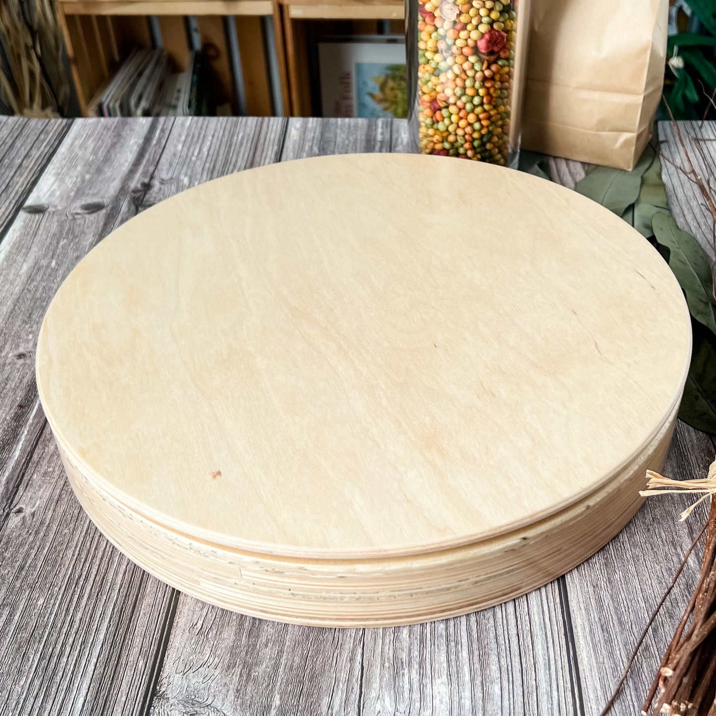 Round Birch Wood Sensory Trays and Lid (sold separately) - Chickadees Wooden Toys