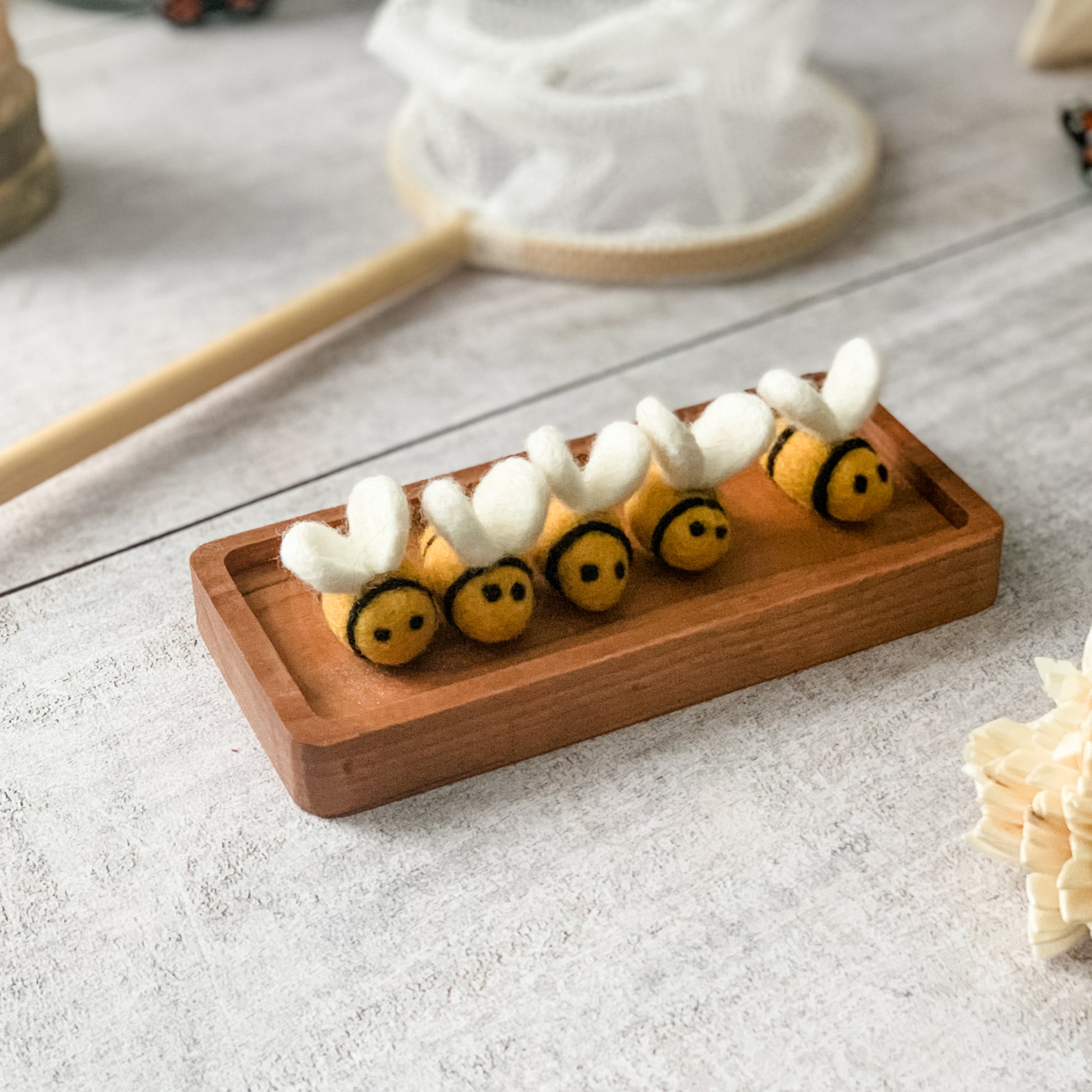 Felted Wool Bees - Chickadees Wooden Toys