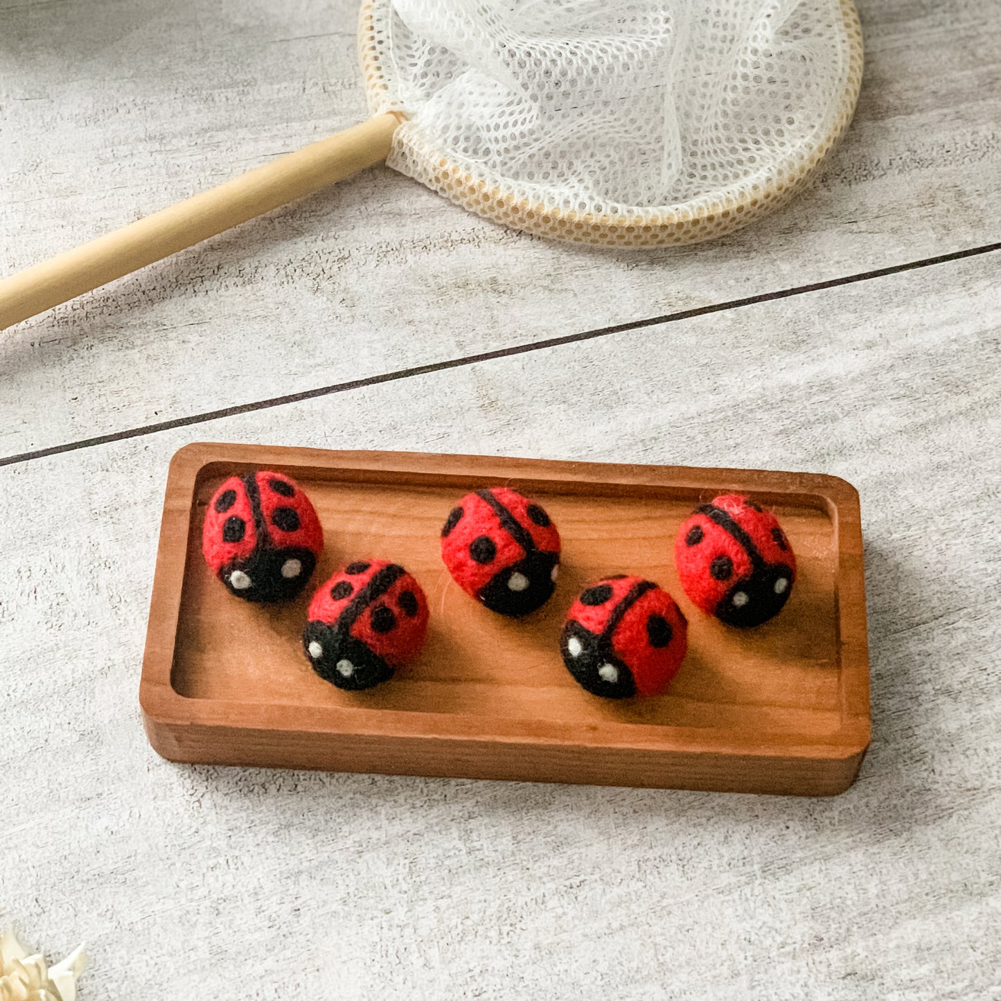 Felted Wool Ladybugs - Chickadees Wooden Toys