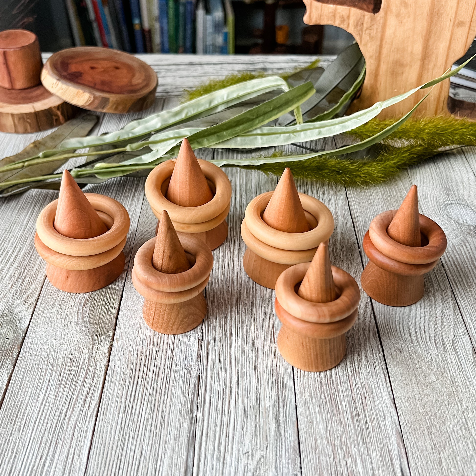 Cones & Rings || Natural Wooden Loose Parts - Chickadees Wooden Toys
