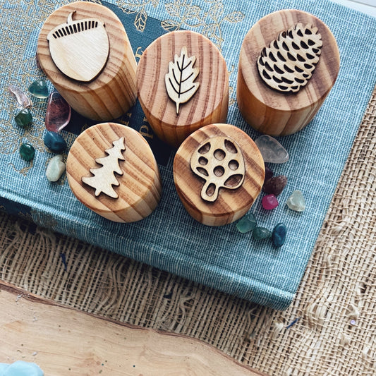 Nature Playdough Stamps - Chickadees Wooden Toys