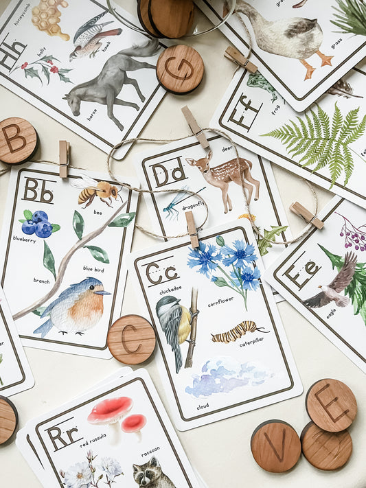 Nature Alphabet Flashcards - Chickadees Wooden Toys