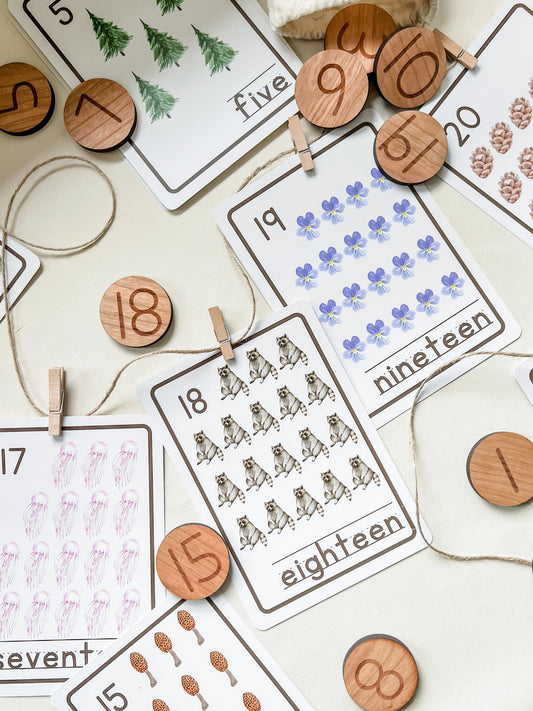 Nature Number Flashcards - Chickadees Wooden Toys