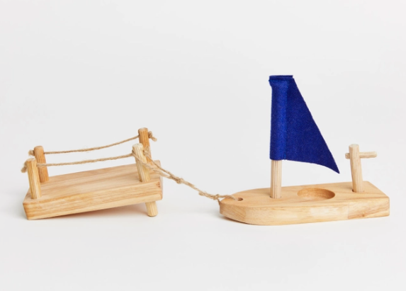 Tree Blocks Boat & Dock - Chickadees Wooden Toys