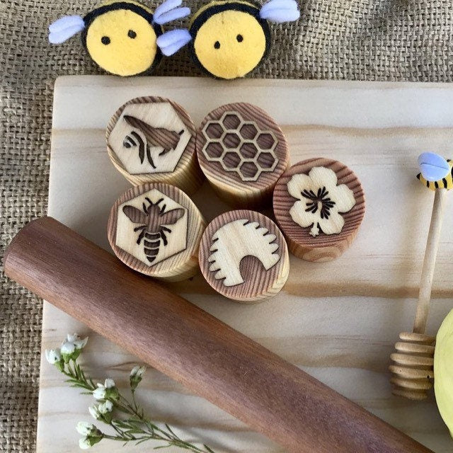 Bee Playdough Stamps - Chickadees Wooden Toys