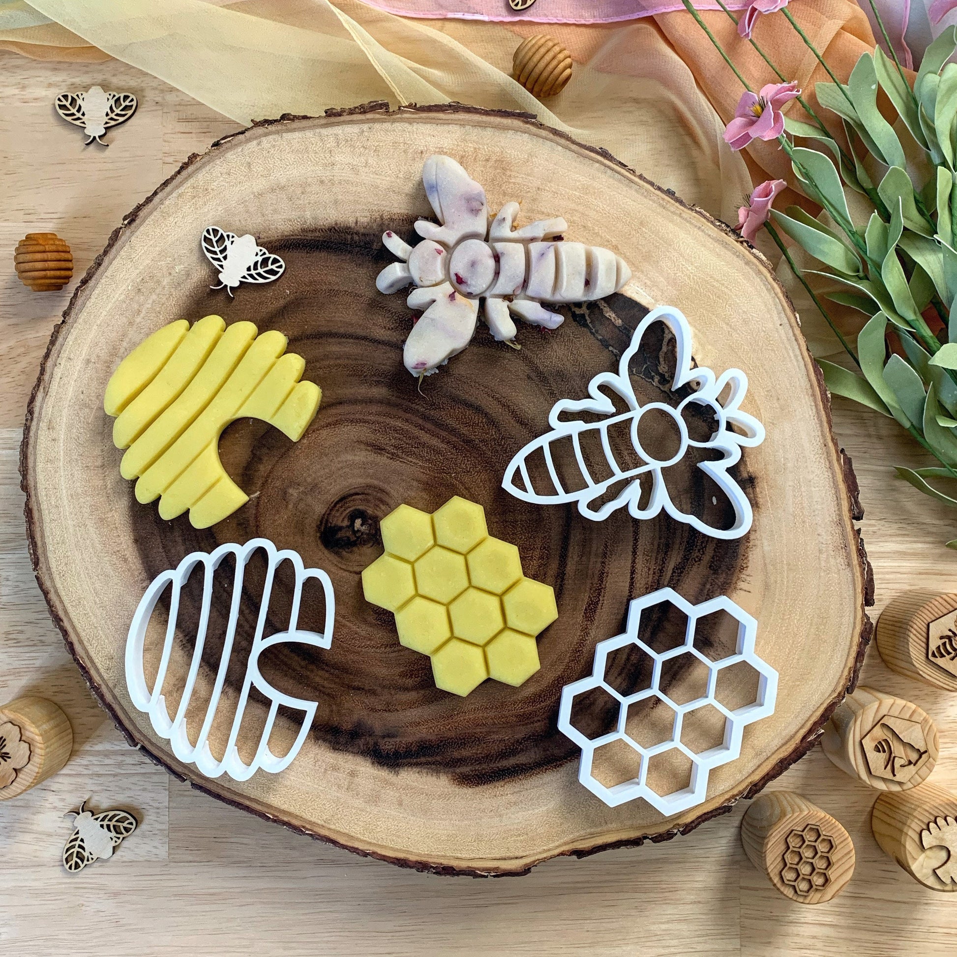 Set of 3 Bio Plastic Bee Playdough Cutters - Chickadees Wooden Toys