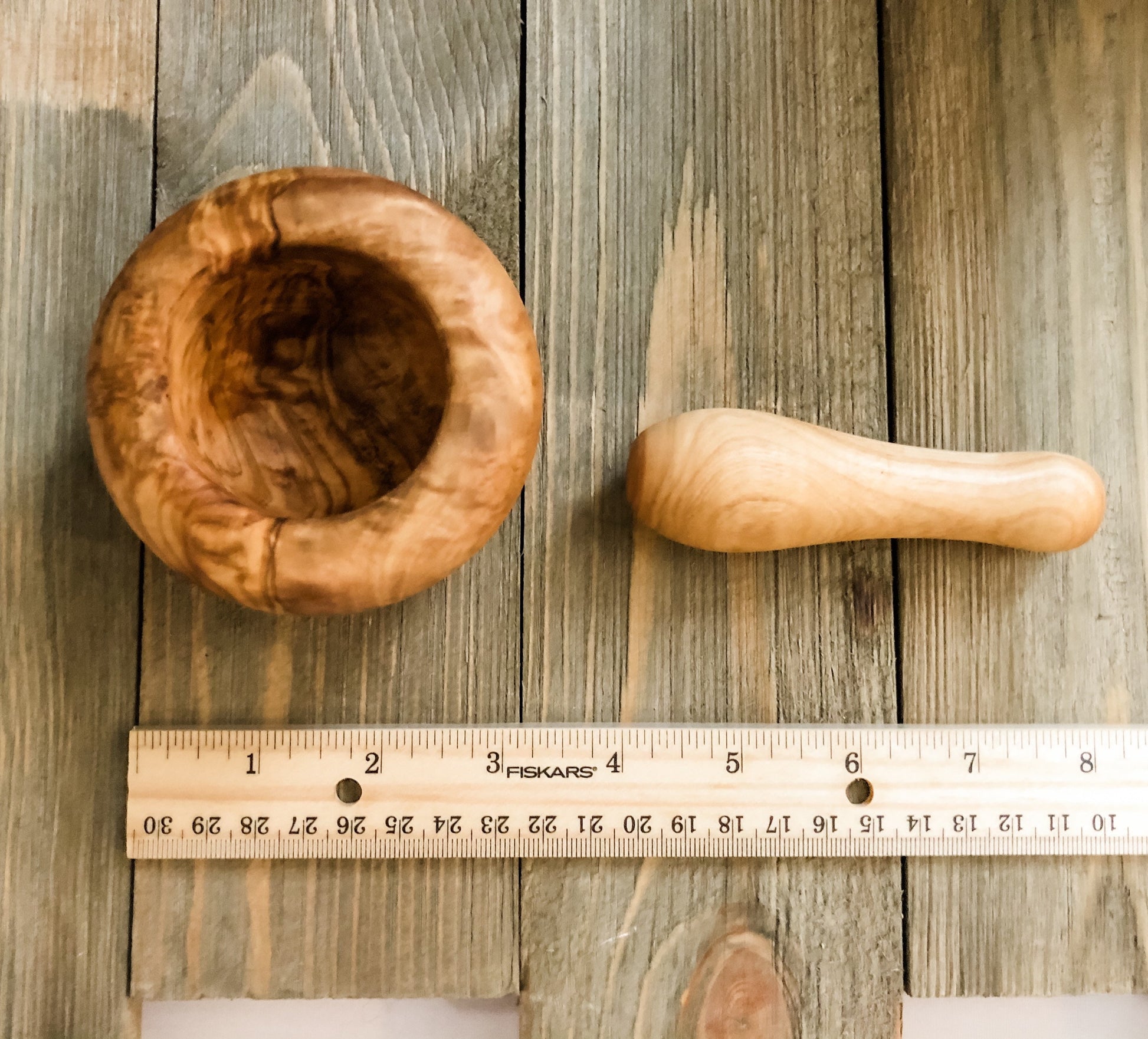 Small Olive Wood Mortar and Pestle - Chickadees Wooden Toys