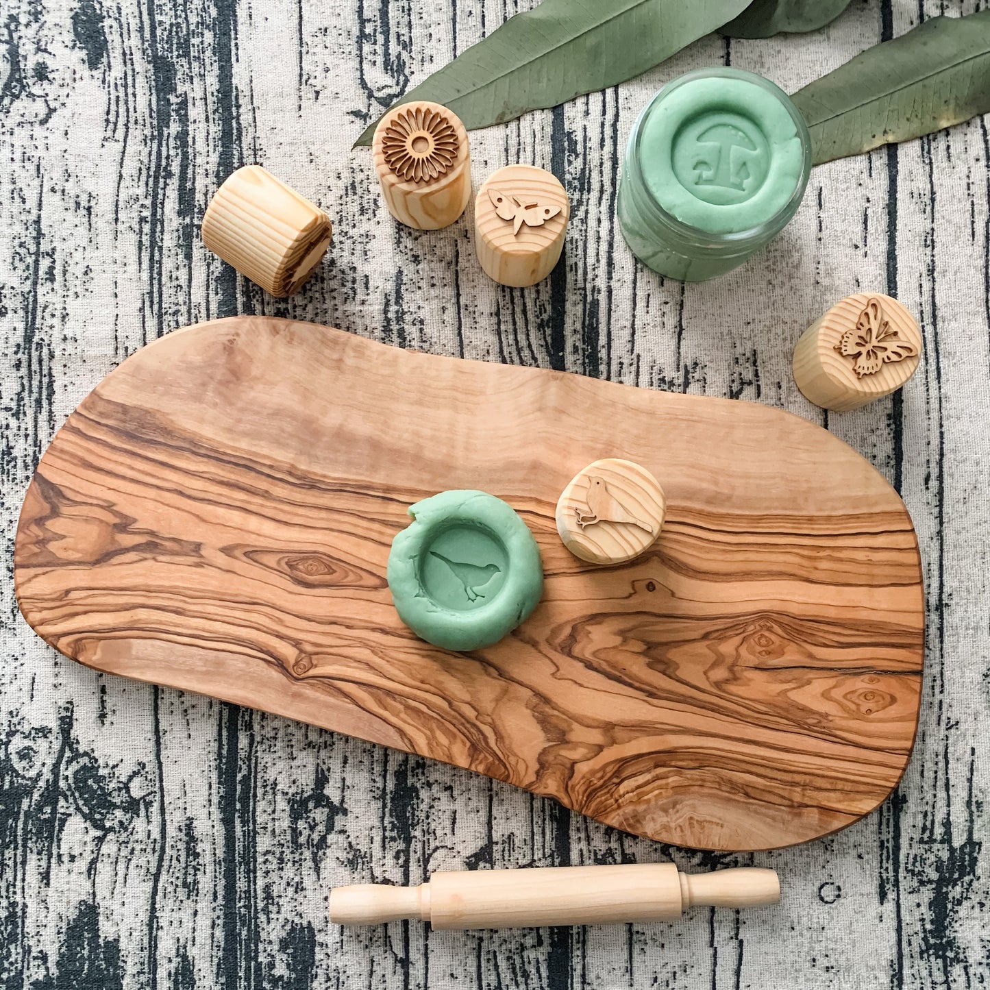 Olive Wood Play Dough Board - Chickadees Wooden Toys
