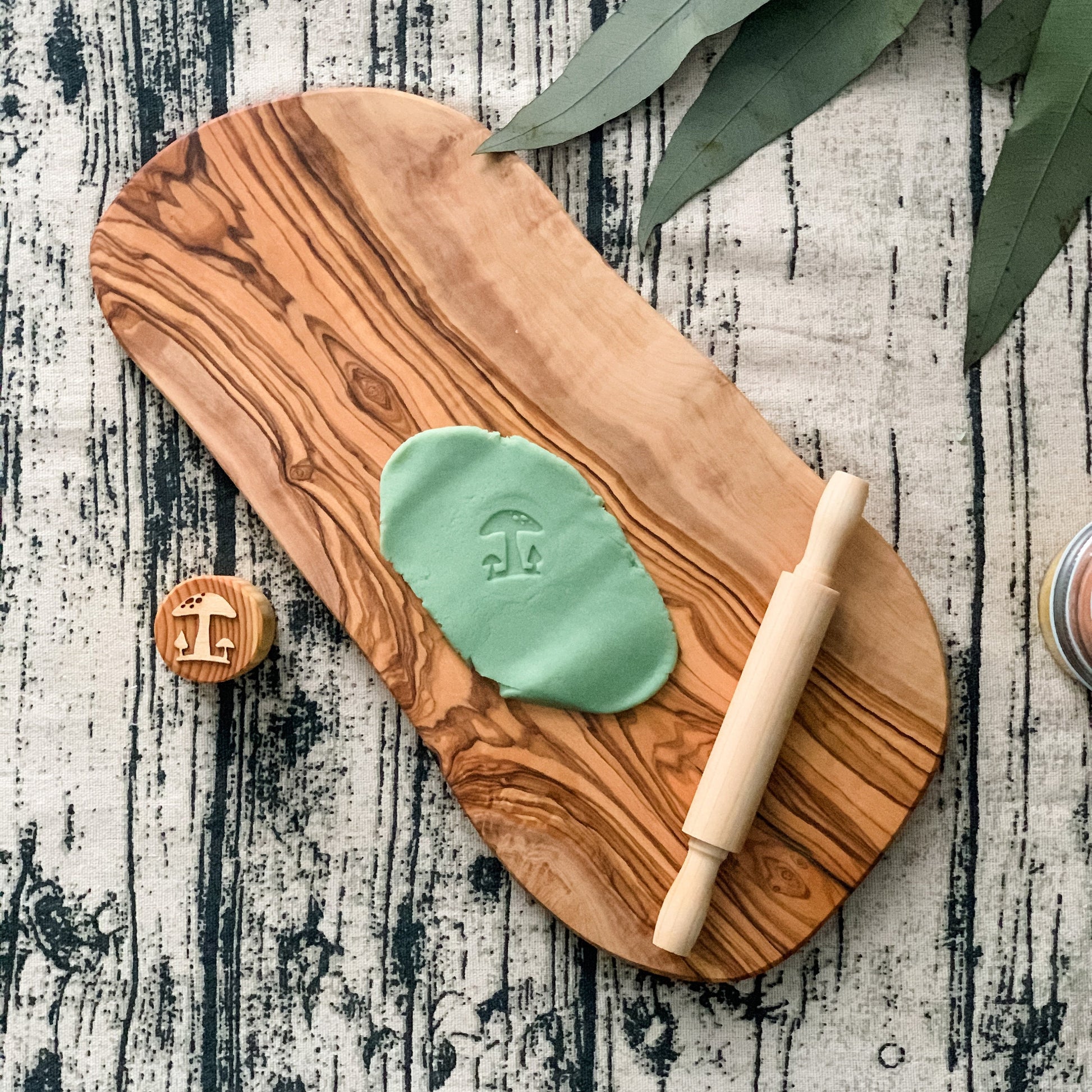 Olive Wood Playdough Board - Chickadees Wooden Toys