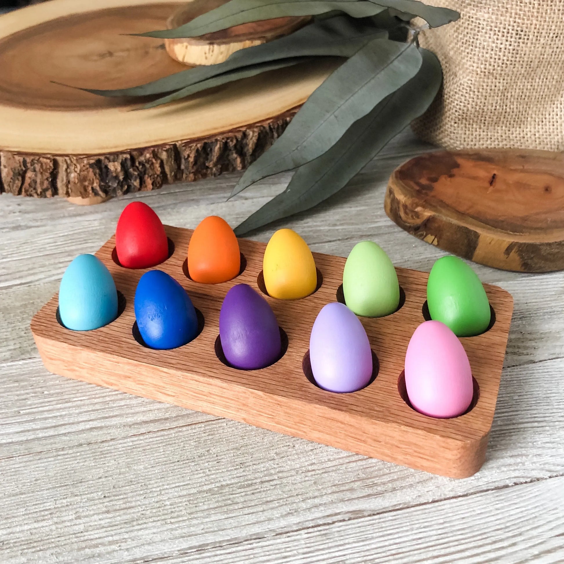 10 Mini Rainbow Eggs - Chickadees Wooden Toys