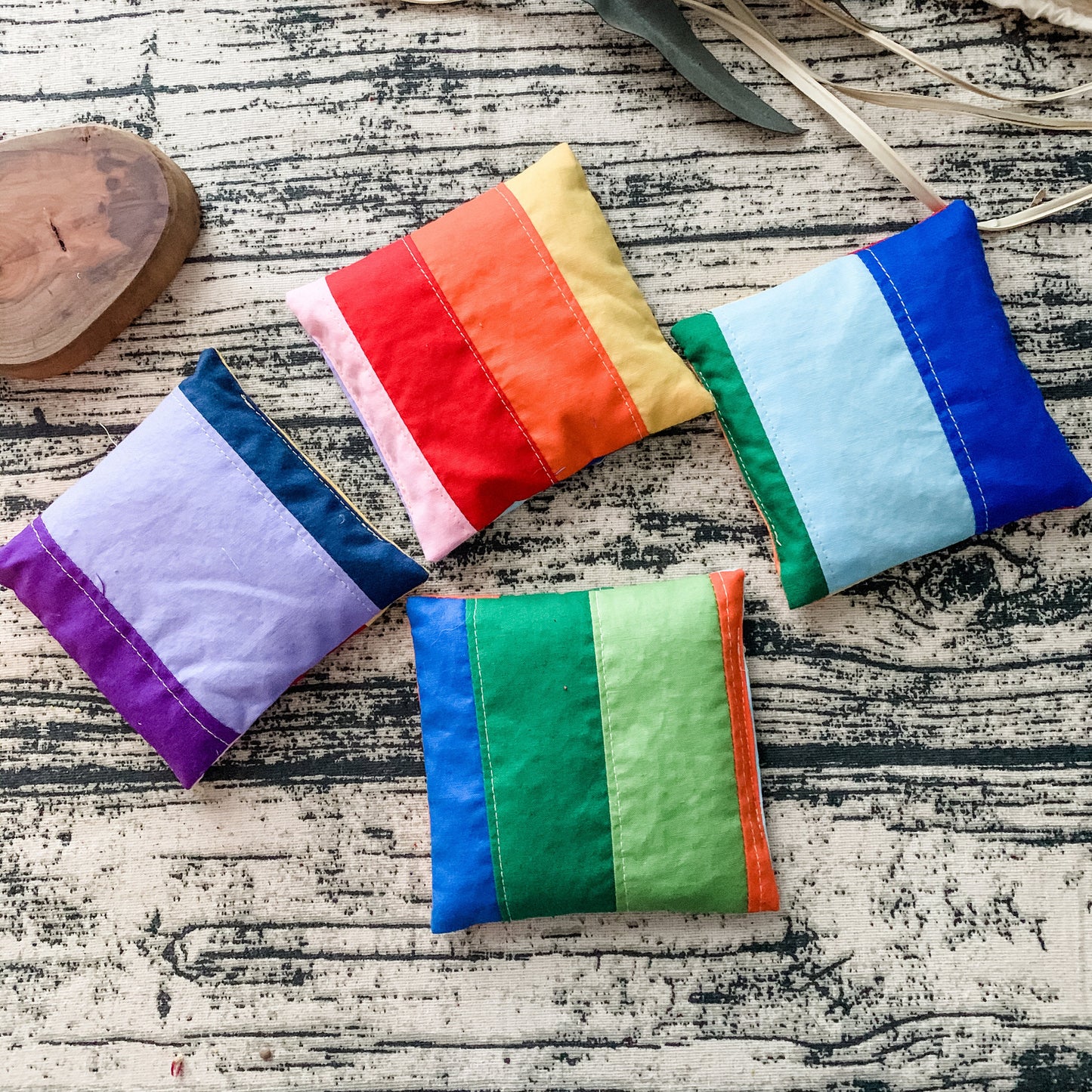Set of 3 Rainbow Beanbags - Chickadees Wooden Toys