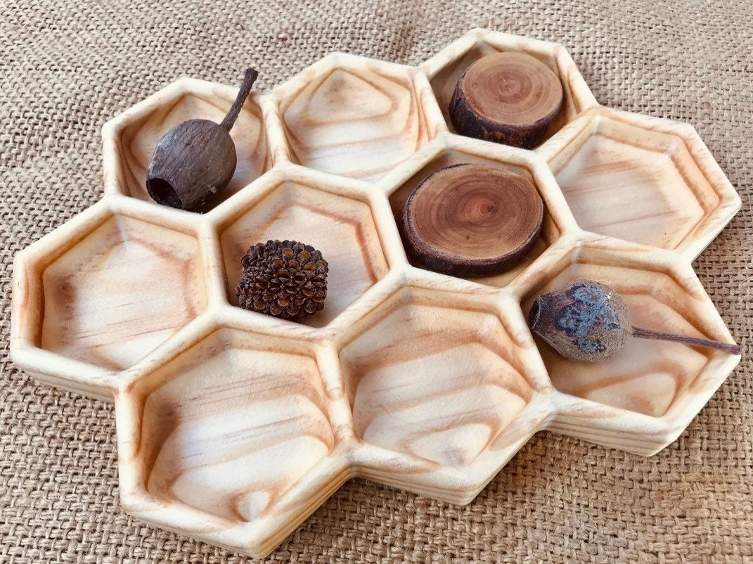Honeycomb Tinker Tray - Chickadees Wooden Toys