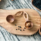 2 Olive Wood Eyelet Handle Scoops - Chickadees Wooden Toys