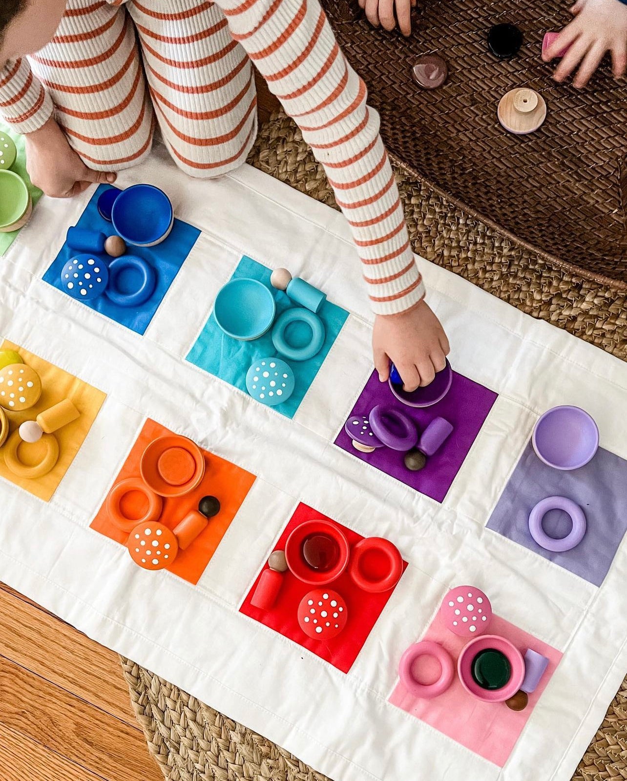 Color Sorting Quilt and Beanbags - Chickadees Wooden Toys